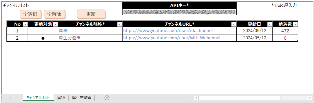 YouTubeの視聴をExcelで管理しよう。新着チェックもOK！ | PONSEブログ